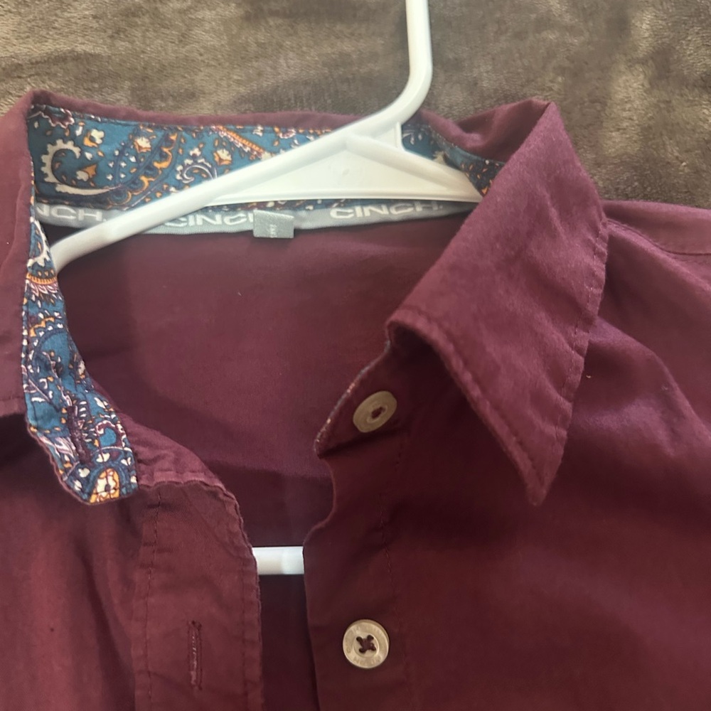 Cinch  women’s Burgundy Shirt with Paisley Trim